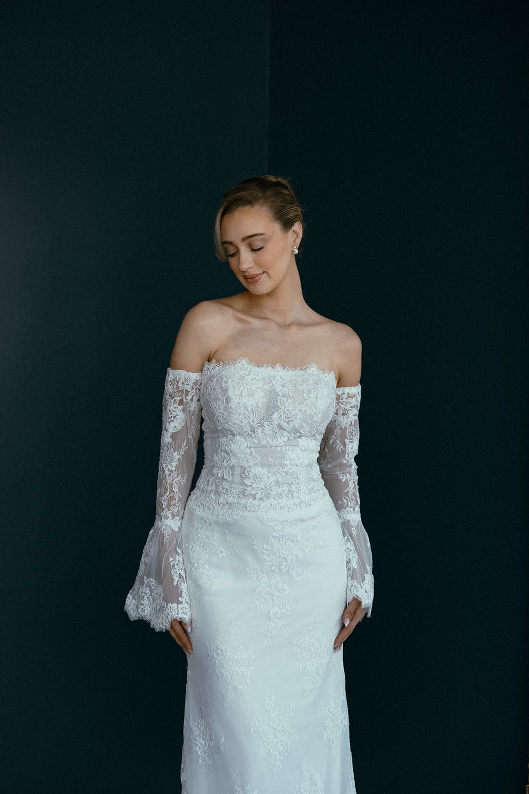 Real bride in a made-to-order Lily and Lace Bride gown