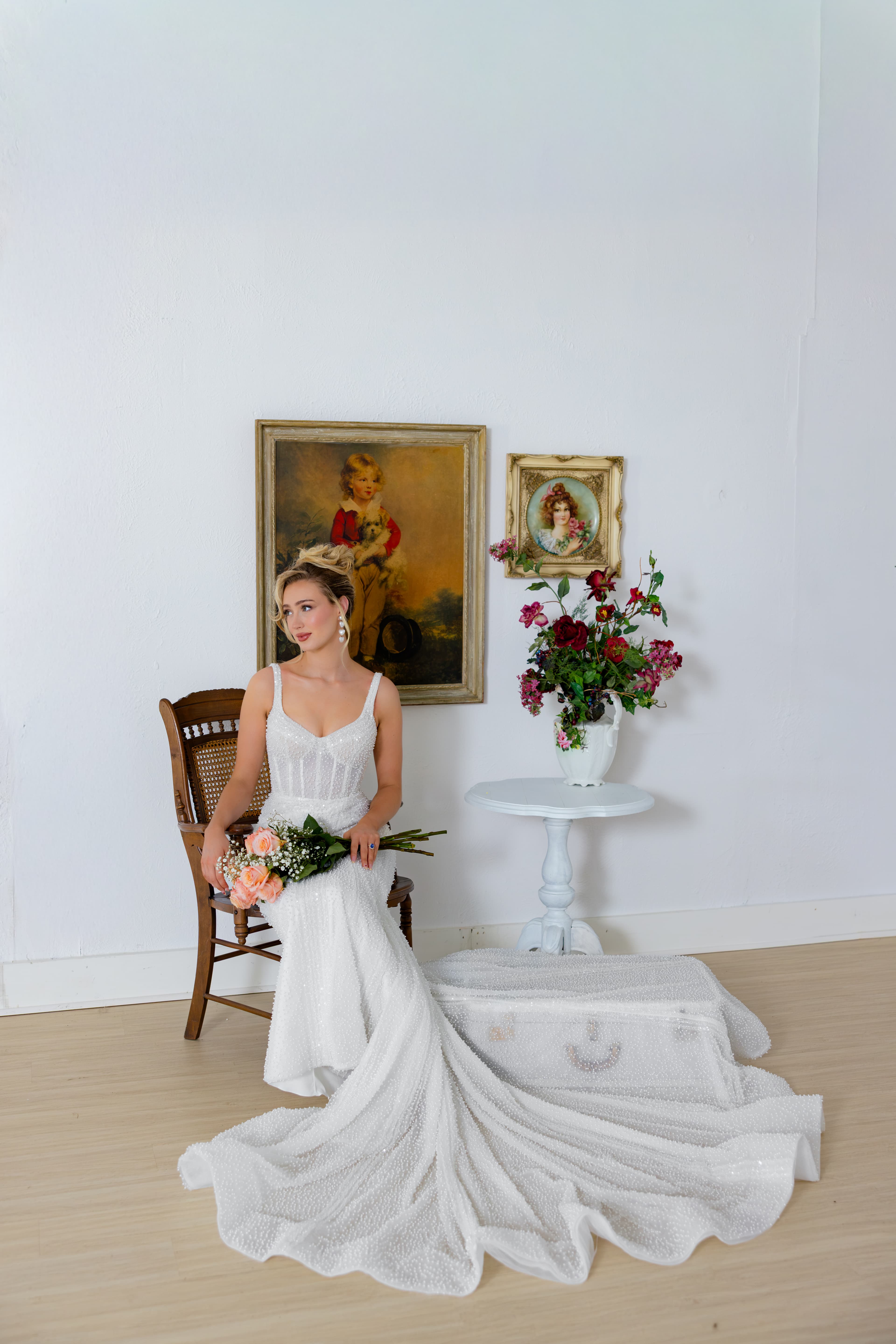 Bride in a made-to-order gown by Lily and Lace Bride