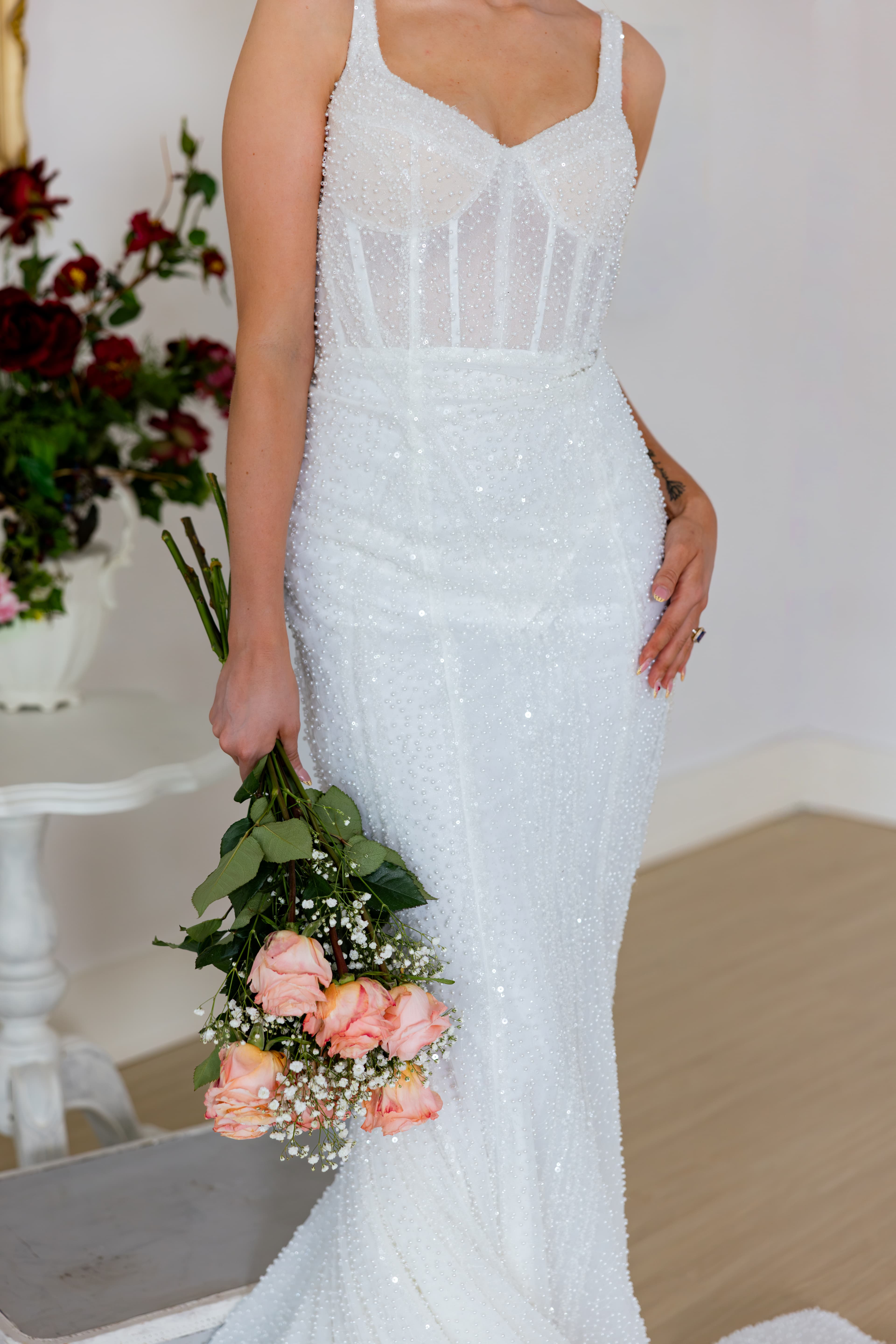 Bride in a made-to-order gown by Lily and Lace Bride
